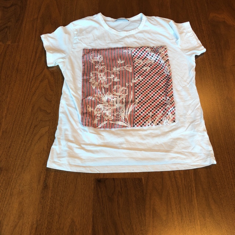 White t shirt with silk inset